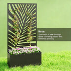 Outdoor Raised Garden Bed with Privacy Screen and Metal Planter Box