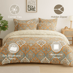 DaDalogy Coral Teal Floral Paisley Duvet Cover Set