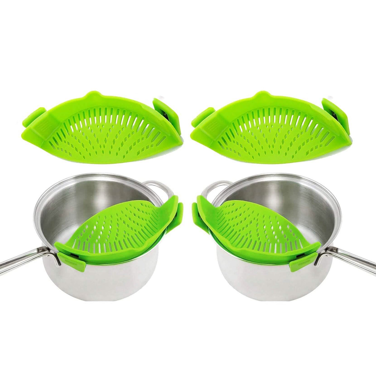 2-Pack: Easy Snap On Heat Resistance Silicone Kitchen Strainer