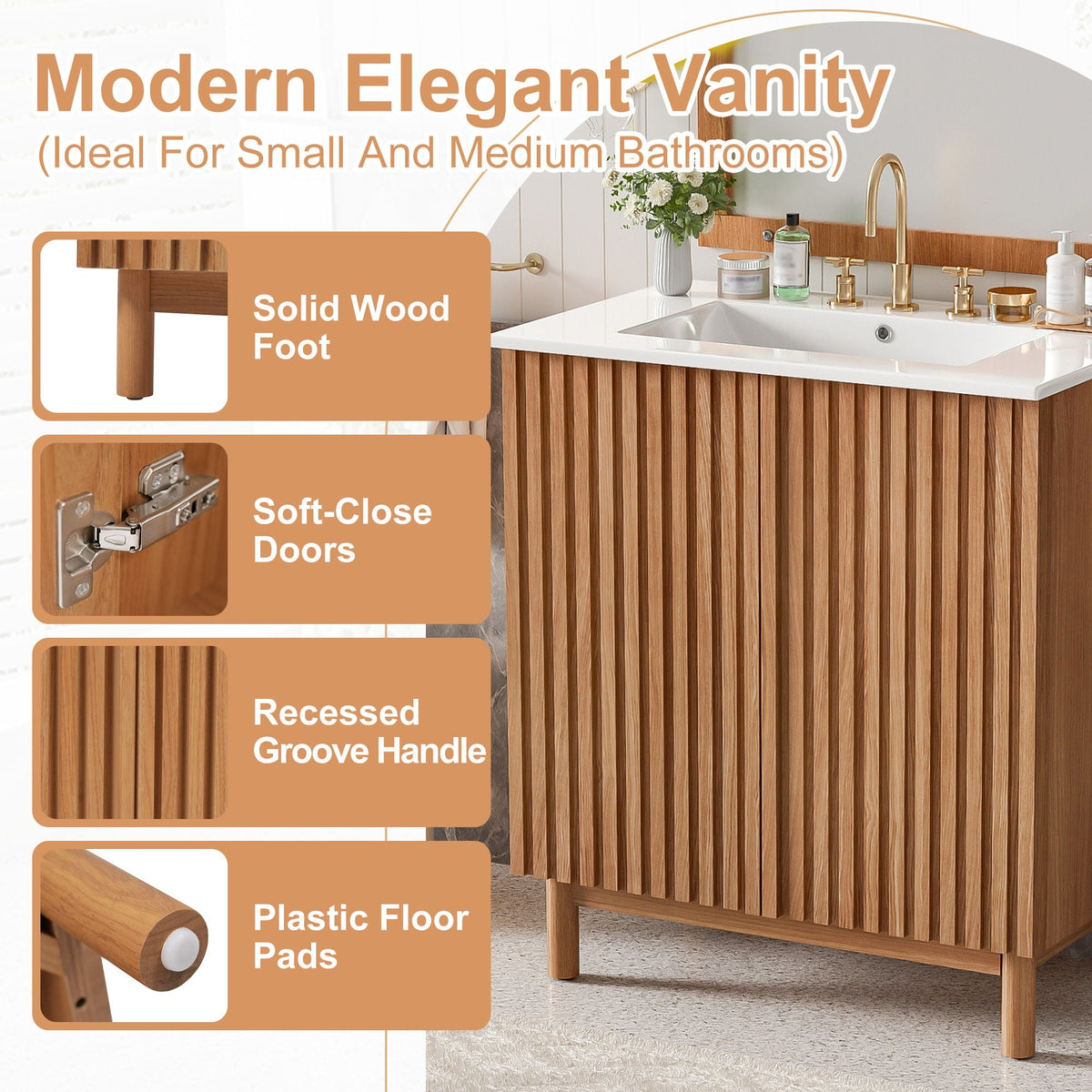Traditional Bathroom Vanity With Ceramic Sink