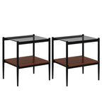 Set of 2 Rectangle End Table Gray Glass