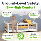 Crib Size Wooden Floor Bed with Safety Rails for Kids Age 1–3