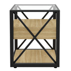 Set of 2 Modern End Tables with Drawer - Nightstands for Bedroom & Living Room