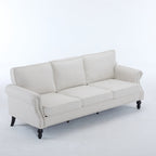 83 Inch Faux Leather Rolled Arm Sofa with Nailhead Trim