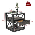 Set of 2 Modern End Tables with Drawer - Nightstands