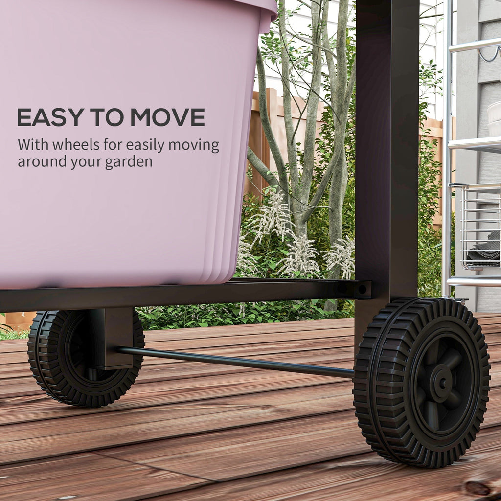 Outsunny Charcoal Grill with Adjustable Height & Folding Shelves