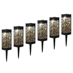 6-Pack: Outdoor Solar Light Powered Garden Pathway Lights Waterproof Hollow with Ground Spike