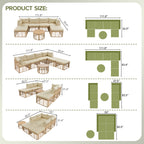 7 Pieces Outdoor Patio Furniture, All-Weather Rattan Sectional Sofa Set with Thick Cushions and Pillows, Freely Combined Conversation Sets for Garden, Backyard, Balcony, Brown