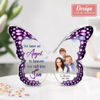 Personalized Memorial Butterfly Acrylic Plaque - Memorial Gift Idea - Upload Photo - I Have An Angel In Heaven I Call Him Son