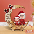 Personalized Grandma And Grandkid 2 Layered Wooden Art - Christmas Gift Idea For Grandma - I Love You To The Moon & Back