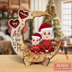 Personalized Grandma And Grandkid 2 Layered Wooden Art - Christmas Gift Idea For Grandma - I Love You To The Moon & Back