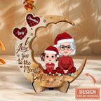 Personalized Grandma And Grandkid 2 Layered Wooden Art - Christmas Gift Idea For Grandma - I Love You To The Moon & Back