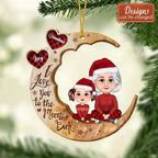 Personalized Grandma And Grandkid 2 Layered Wooden Ornament - Christmas Gift Idea For Grandma - I Love You To The Moon & Back