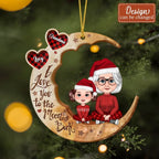 Personalized Grandma And Grandkid 2 Layered Wooden Ornament - Christmas Gift Idea For Grandma - I Love You To The Moon & Back