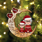 Personalized Grandma And Grandkid 2 Layered Wooden Ornament - Christmas Gift Idea For Grandma - I Love You To The Moon & Back