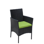 4 PC Rattan Patio Furniture Set Outdoor Cushioned Wicker Sofa Green Cushion