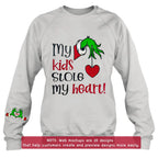 Personalized Grinch Hand Embroidered Sweater - Up to 6 Kids - Christmas Gift Idea For Grandma/Mom - My Kids Stole My Heart