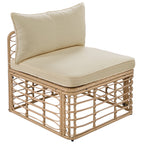 7 Pieces Outdoor Patio Furniture, All-Weather Rattan Sectional Sofa Set with Thick Cushions and Pillows, Freely Combined Conversation Sets for Garden, Backyard, Balcony, Brown