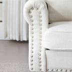 83 Inch Faux Leather Rolled Arm Sofa with Nailhead Trim