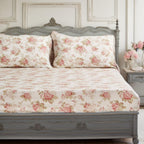 DaDa Bedding Hint of Mint Floral Cotton Fitted Sheet Set