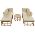 7 Pieces Outdoor Patio Furniture, All-Weather Rattan Sectional Sofa Set with Thick Cushions and Pillows, Freely Combined Conversation Sets for Garden, Backyard, Balcony, Brown