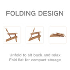 Oversize Outdoor Folding Adirondack Chair, Patio Chair For Garden