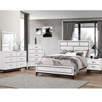 Contemporary Low Profile Bed With Geometric Headboard
