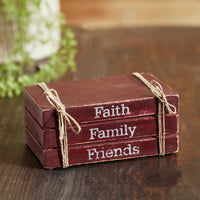 Faux Book Stack: Faith, Family & Friends