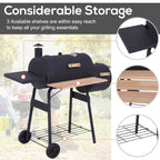 Outsunny 48' Steel Portable Backyard Charcoal BBQ Grill and Offset Smoker Combo