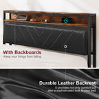 Full Size Metal Platform Bed Frame with Adjustable Upholstered Headboard