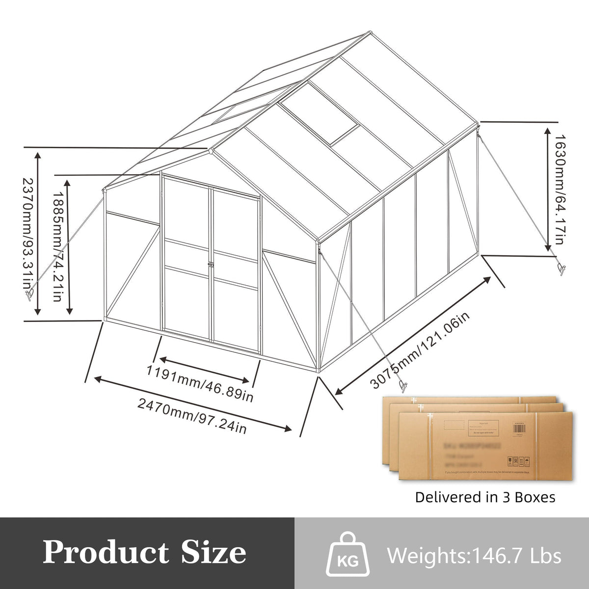 Gain Height Windproof All Season Outdoor Garden Shelter