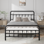 Metal Full Size Bed Frame with Headboard and Under Bed Storage