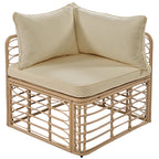 7 Pieces Outdoor Patio Furniture, All-Weather Rattan Sectional Sofa Set with Thick Cushions and Pillows, Freely Combined Conversation Sets for Garden, Backyard, Balcony, Brown