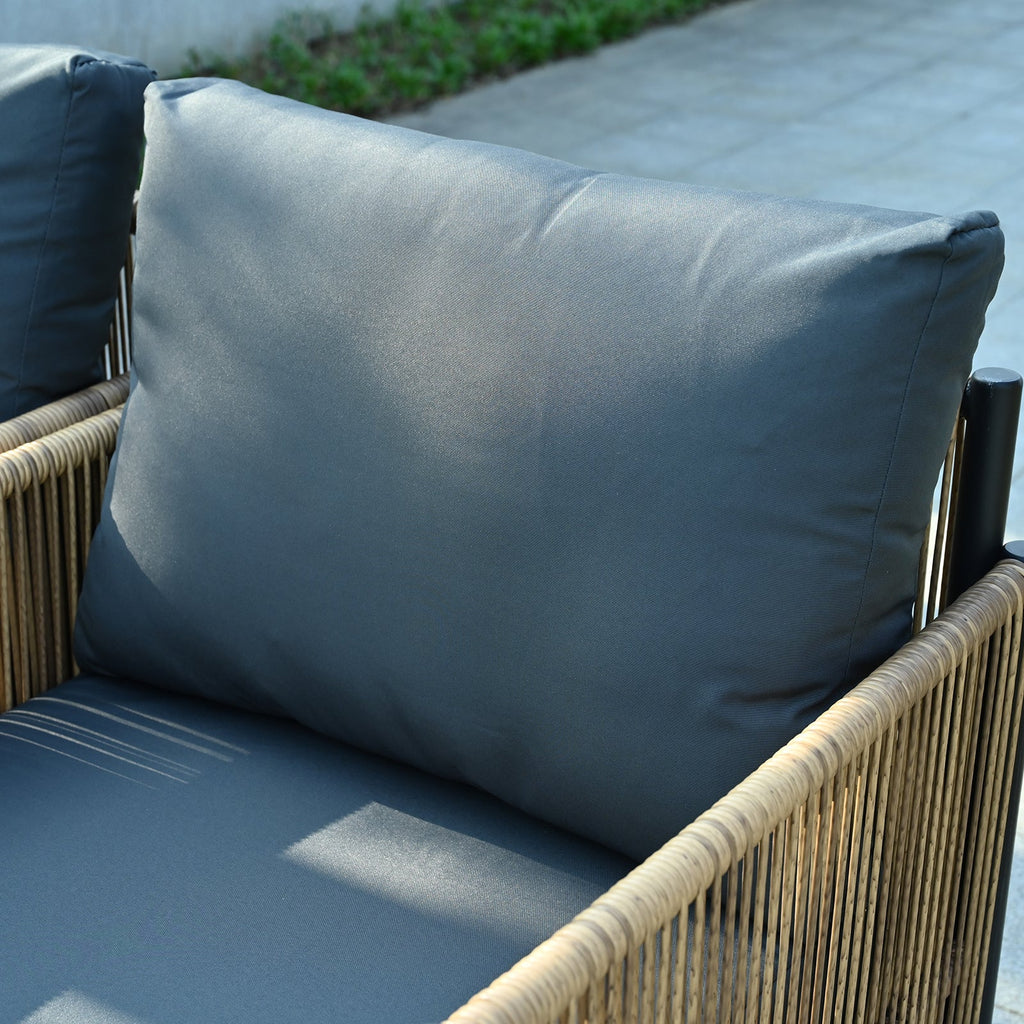 New Comming Outdoor Brown PE Wicker Sofa Set - 2 Pieces with Grey Cushions