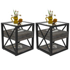 Set of 2 Modern End Tables with Drawer - Nightstands