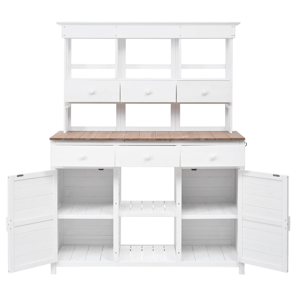 TOPMAX 65.7" Tall Garden Potting Bench Table with Hutch