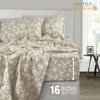 Lux Décor 4pc Floral Bedsheet Set, Soft Microfiber Wrinkle Free Sheets - Luxurious Printed Bed Sheets