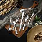 HANSMART 48-Piece Stainless Steel Flatware Set Service for 8 Silver Cutlery Set Silverware Set Kitchen Tableware Utensils Set with 16 Teaspoons Spoons Forks Knives Dinner Cutlery Silverware Sets