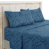 Lux Decor 4-Piece Paisley Bed Sheet Set – Soft Brushed Microfiber Sheets with 16" Deep Pockets – Wrinkle-Resistant Bedding
