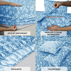 Lux Décor 4pc Floral Bedsheet Set, Soft Microfiber Wrinkle Free Sheets - Luxurious Printed Bed Sheets