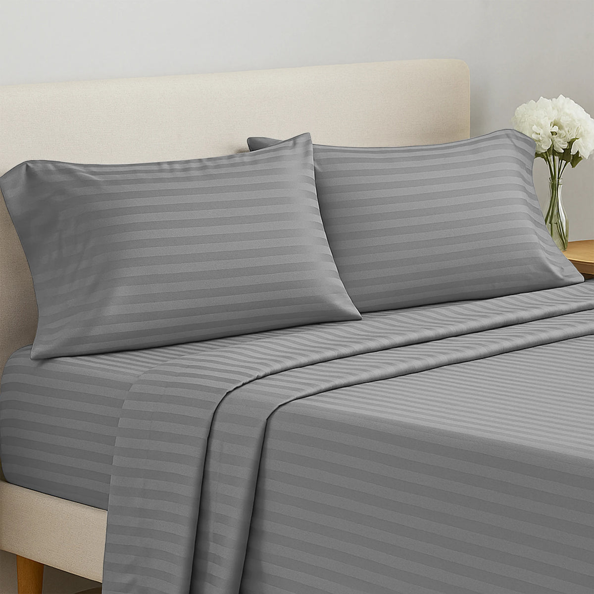 Lux Decor Collection 4 Pc Stripe Bed Sheets High GSM Brushed Microfiber Sheets - Elevate Your Sleep Experience