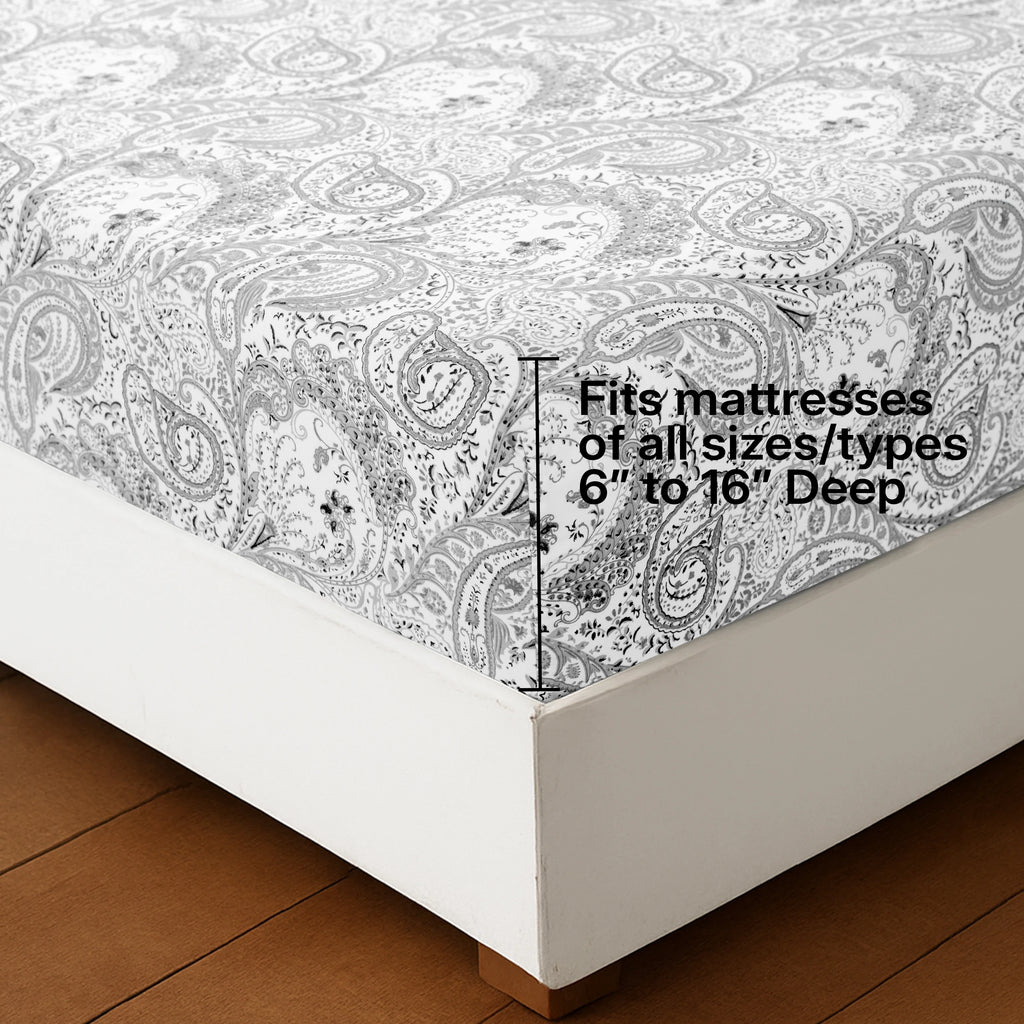 Lux Decor 4-Piece Paisley Bed Sheet Set – Soft Brushed Microfiber Sheets with 16" Deep Pockets – Wrinkle-Resistant Bedding