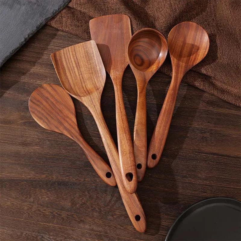 5-Piece Kitchen Spatula Set - Food-Grade Heat-Resistant Cooking Tools, Non-Slip Handle Frying/Serving Spoon Utensils Combo