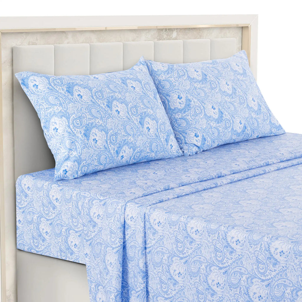 Lux Decor 4-Piece Paisley Bed Sheet Set – Soft Brushed Microfiber Sheets with 16" Deep Pockets – Wrinkle-Resistant Bedding