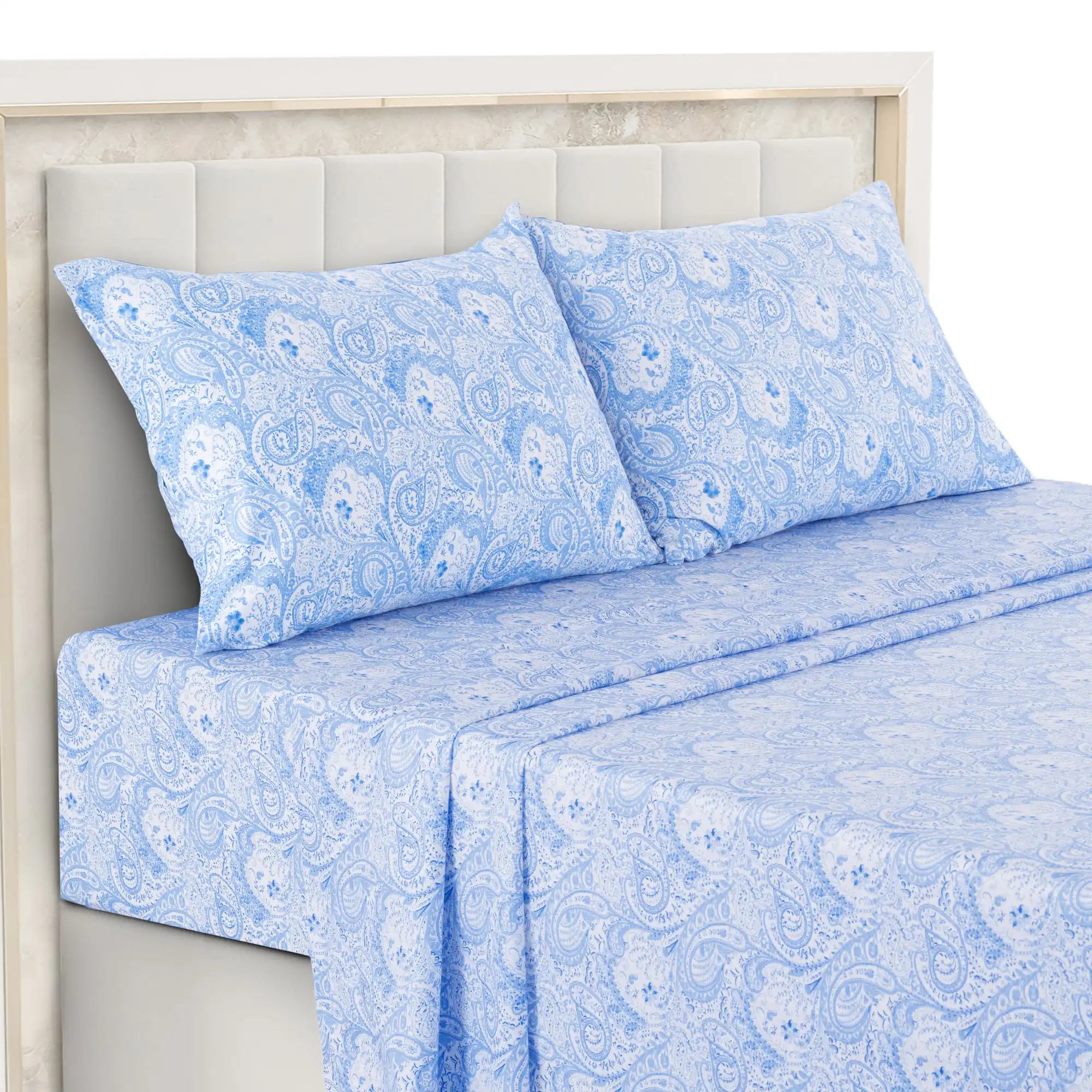 Lux Decor 4-Piece Paisley Bed Sheet Set – Soft Brushed Microfiber Sheets with 16" Deep Pockets – Wrinkle-Resistant Bedding