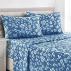 Lux Décor 4pc Floral Bedsheet Set, Soft Microfiber Wrinkle Free Sheets - Luxurious Printed Bed Sheets