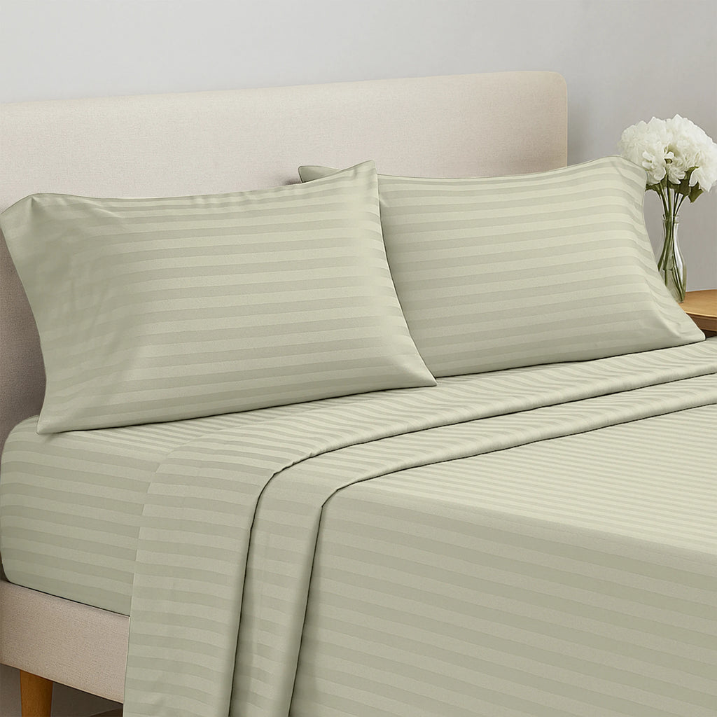 Lux Decor Collection 4 Pc Stripe Bed Sheets High GSM Brushed Microfiber Sheets - Elevate Your Sleep Experience