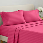 Lux Decor Collection 4 Pc Stripe Bed Sheets High GSM Brushed Microfiber Sheets - Elevate Your Sleep Experience