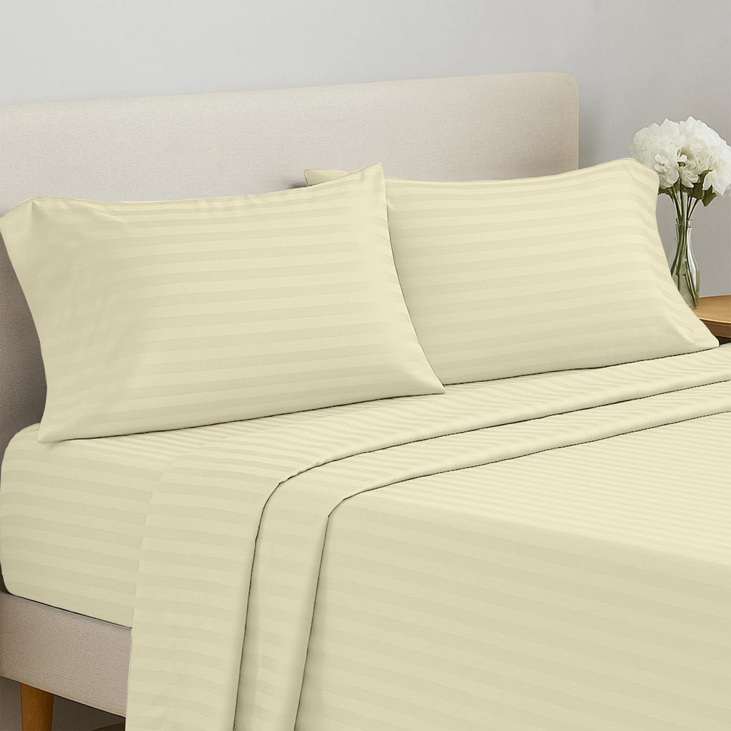 Lux Decor Collection 4 Pc Stripe Bed Sheets High GSM Brushed Microfiber Sheets - Elevate Your Sleep Experience