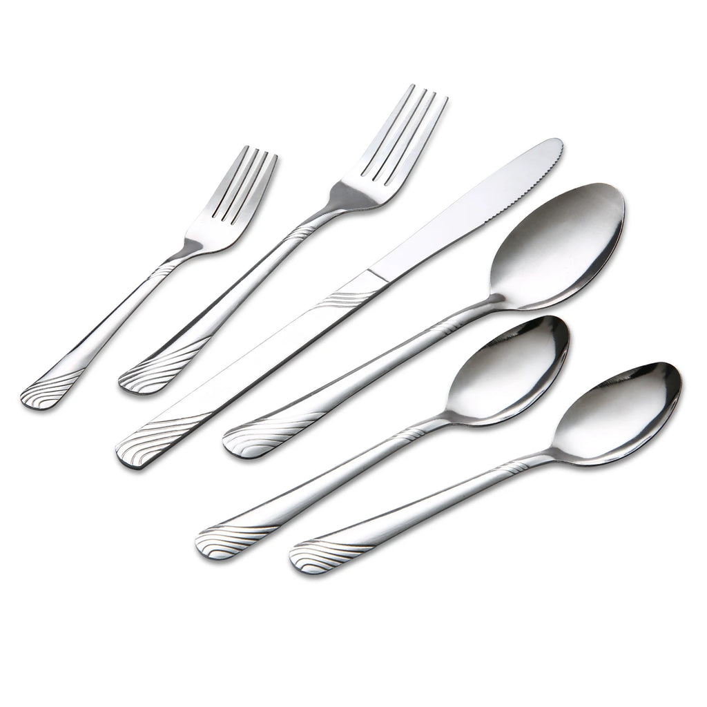 HANSMART 48-Piece Stainless Steel Flatware Set Service for 8 Silver Cutlery Set Silverware Set Kitchen Tableware Utensils Set with 16 Teaspoons Spoons Forks Knives Dinner Cutlery Silverware Sets
